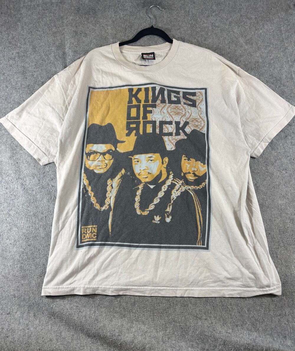 Run DMC Kings Of Rock Shirt Mens XL White Graphic Tee Hip Hop Rap Streetwear